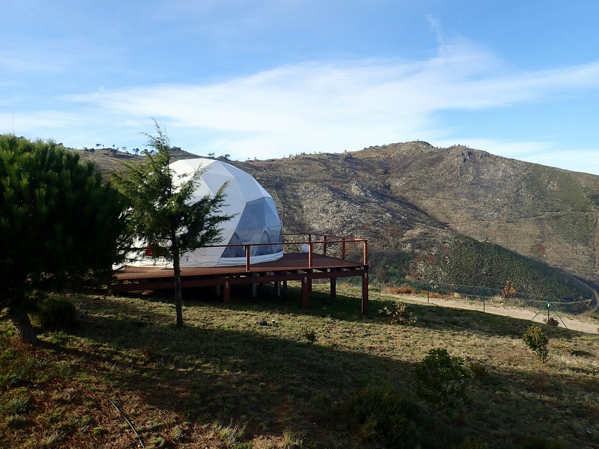 Glamping dome at a holiday park