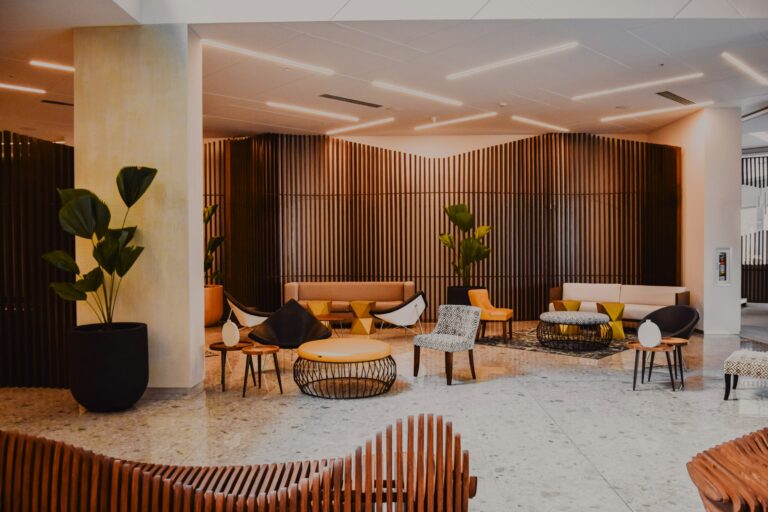 Modern boutique hotel lobby